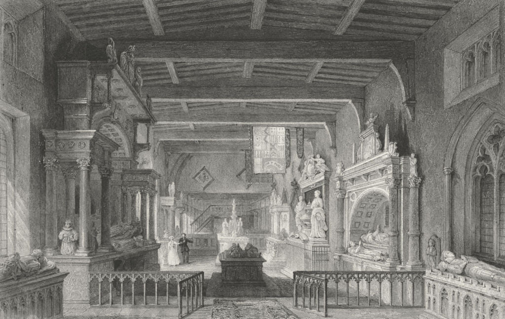 Leics. Bottesford Church, Monuments earl Rutland  1836 old antique print